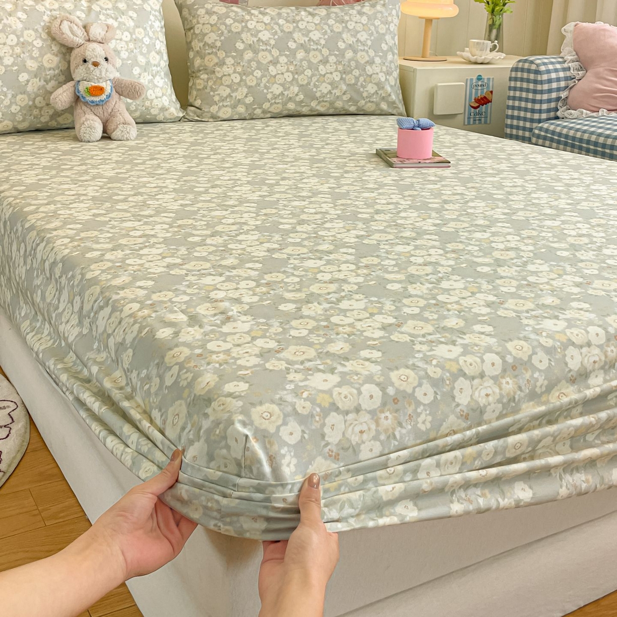 91家纺网 家纺一手货源 找家纺 寻米 2026新款春夏全棉13070印花四件套单品系列-四件套 繁花-绿