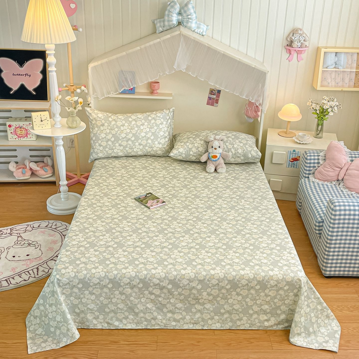 91家纺网 家纺一手货源 找家纺 寻米 2026新款春夏全棉13070印花四件套单品系列-四件套 繁花-绿