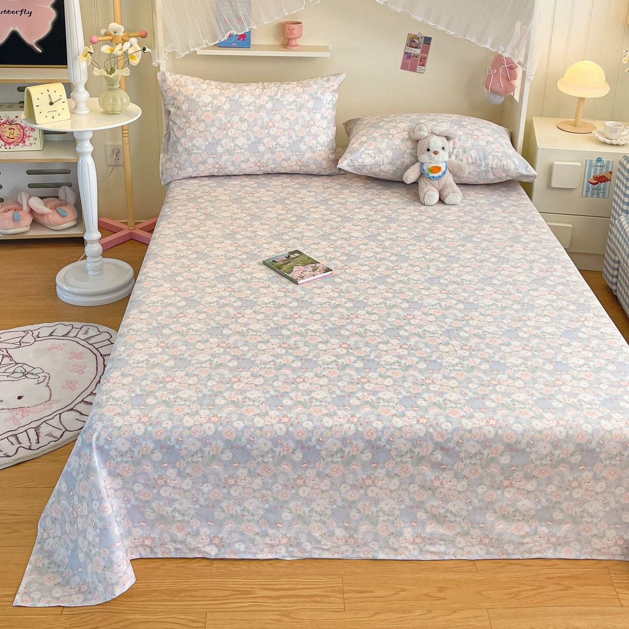 91家纺网 家纺一手货源 找家纺 寻米 2026新款春夏全棉13070印花四件套单品系列-四件套 繁花-粉