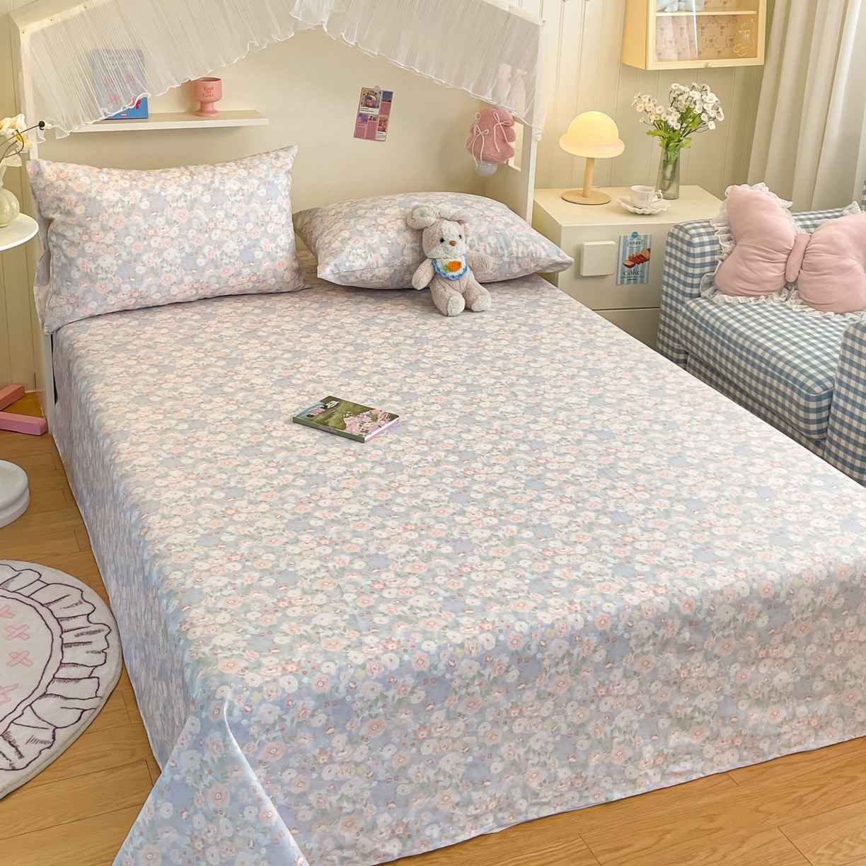 91家纺网 家纺一手货源 找家纺 寻米 2026新款春夏全棉13070印花四件套单品系列-四件套 繁花-粉