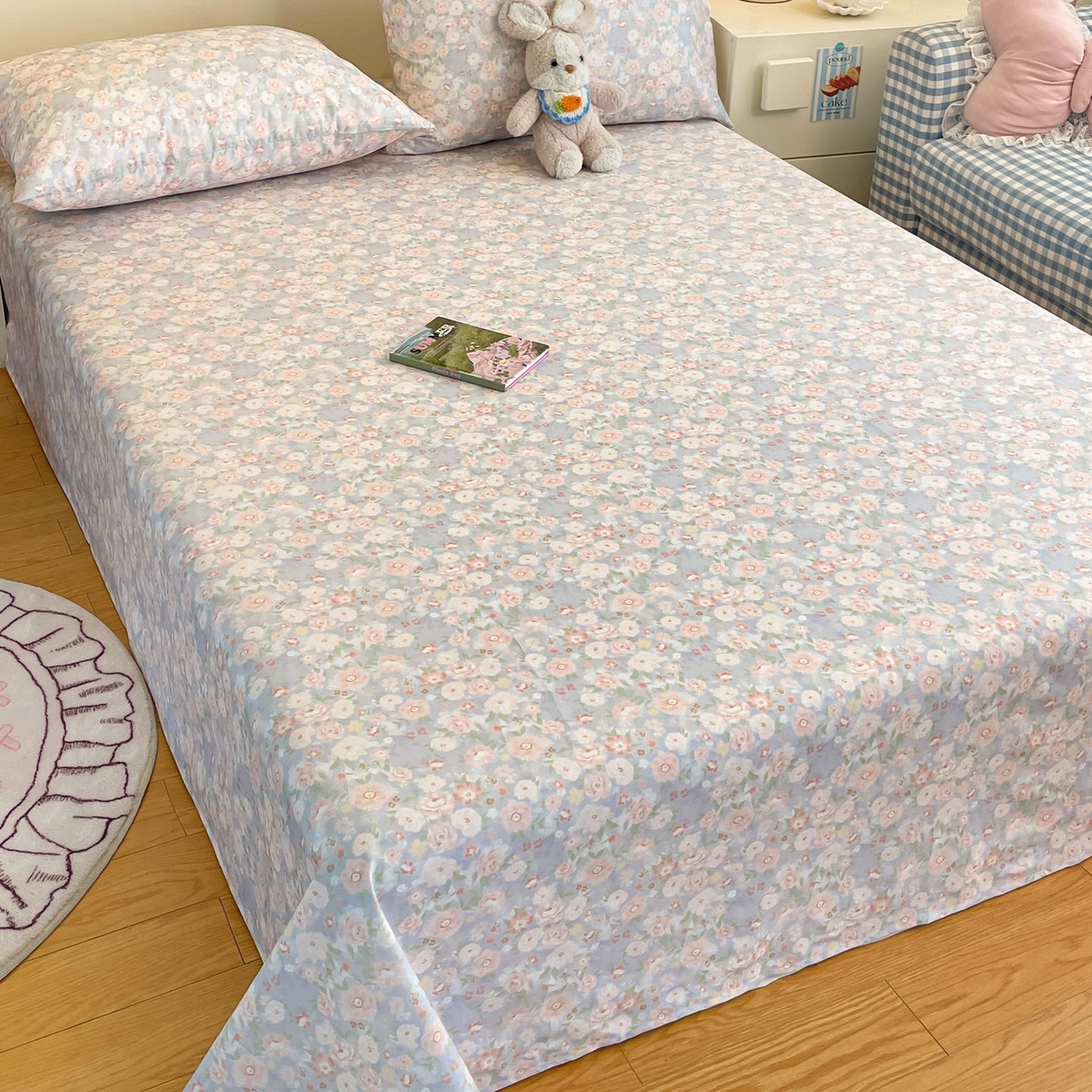 91家纺网 家纺一手货源 找家纺 寻米 2026新款春夏全棉13070印花四件套单品系列-四件套 繁花-粉