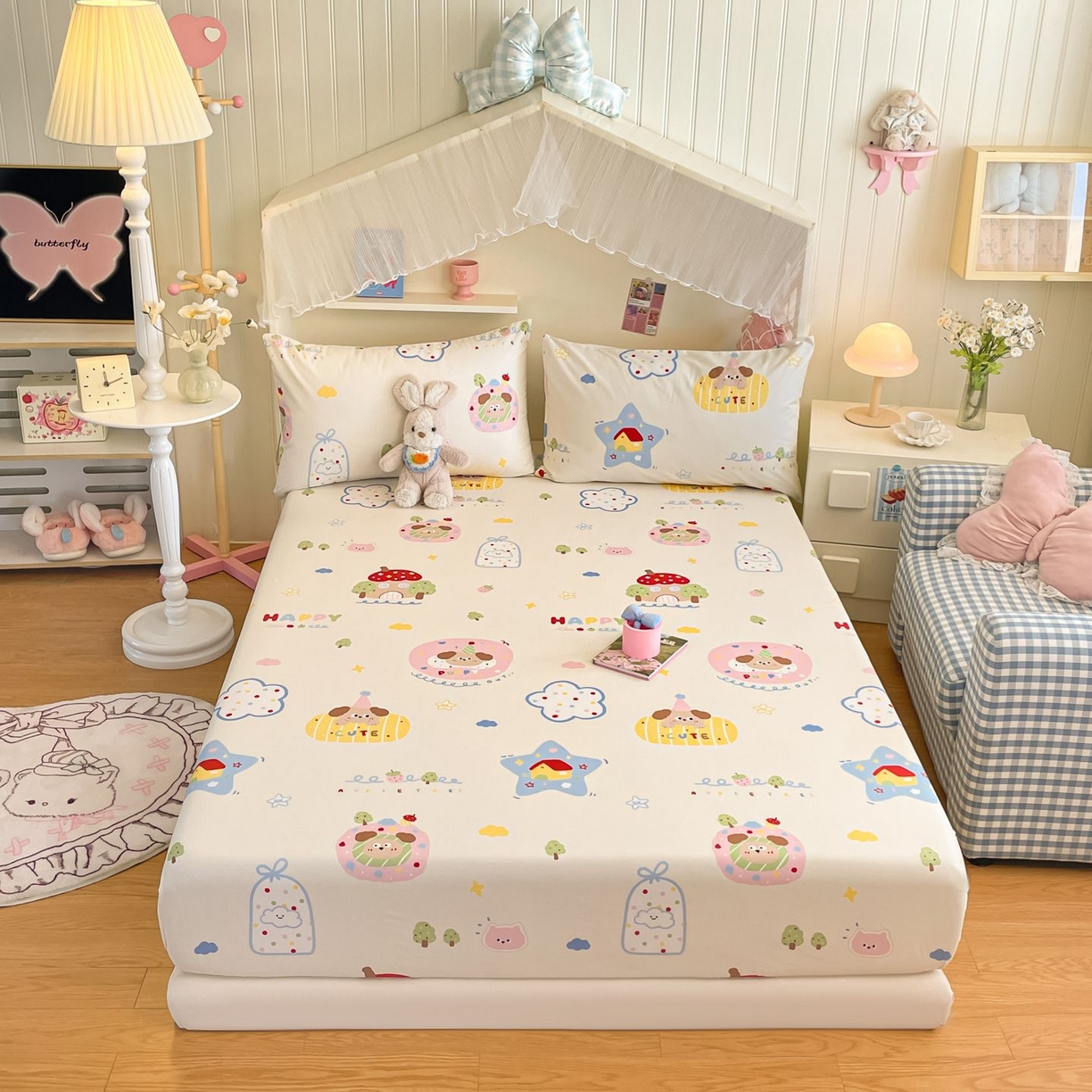 91家纺网 家纺一手货源 找家纺 寻米 2026新款春夏全棉13070印花四件套单品系列-四件套 香草泡芙