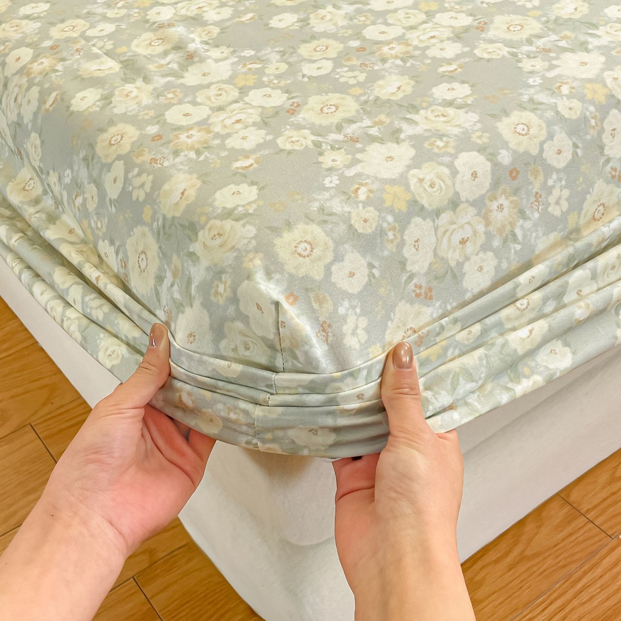 91家纺网 家纺一手货源 找家纺 寻米 2026新款春夏全棉13070印花四件套单品系列-四件套 繁花-绿