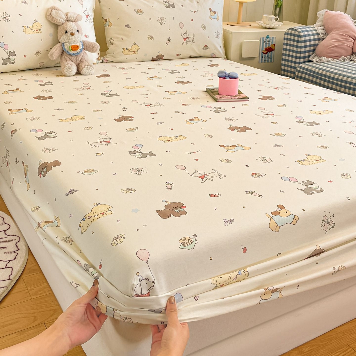 91家纺网 家纺一手货源 找家纺 寻米 2026新款春夏全棉13070印花四件套单品系列-四件套 理查的小伙伴