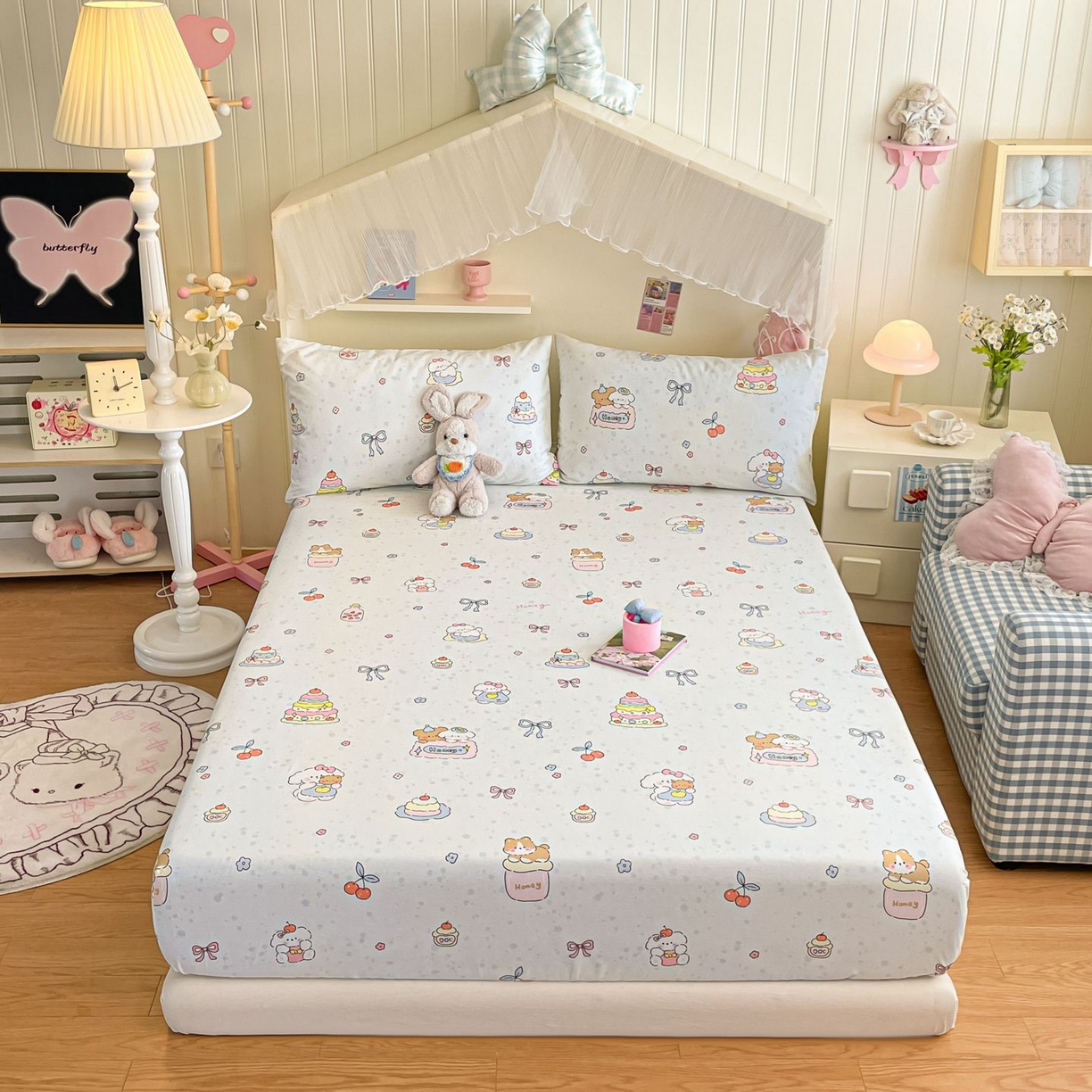 91家纺网 家纺一手货源 找家纺 寻米 2026新款春夏全棉13070印花四件套单品系列-四件套 小熊饼干