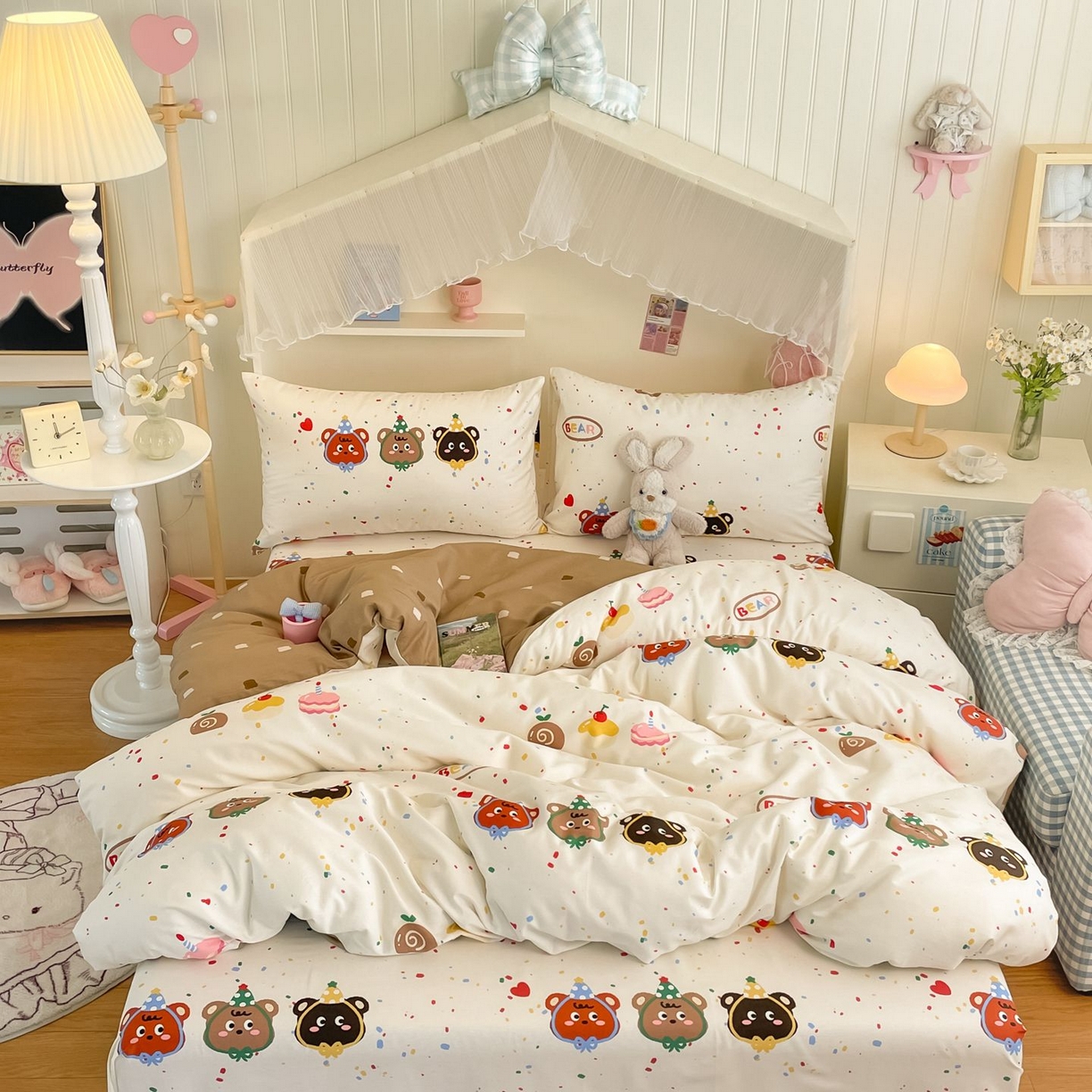 寻米 2026新款春夏全棉13070印花四件套单品系列-四件套 快乐熊仔