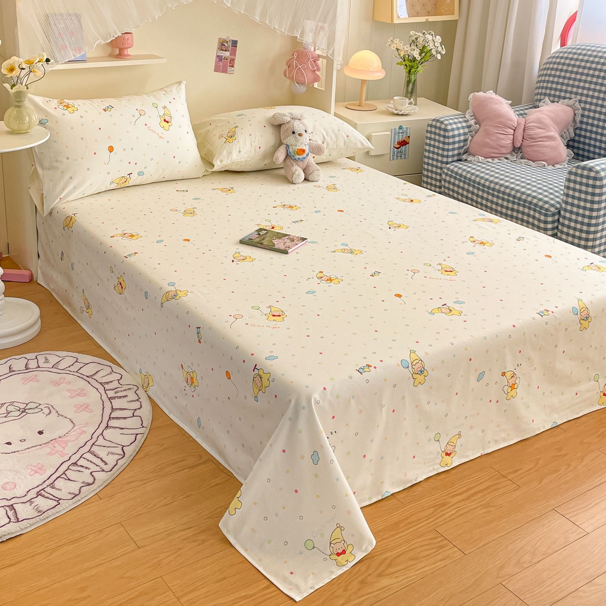 91家纺网 家纺一手货源 找家纺 寻米 2026新款春夏全棉13070印花四件套单品系列-四件套 星星小熊