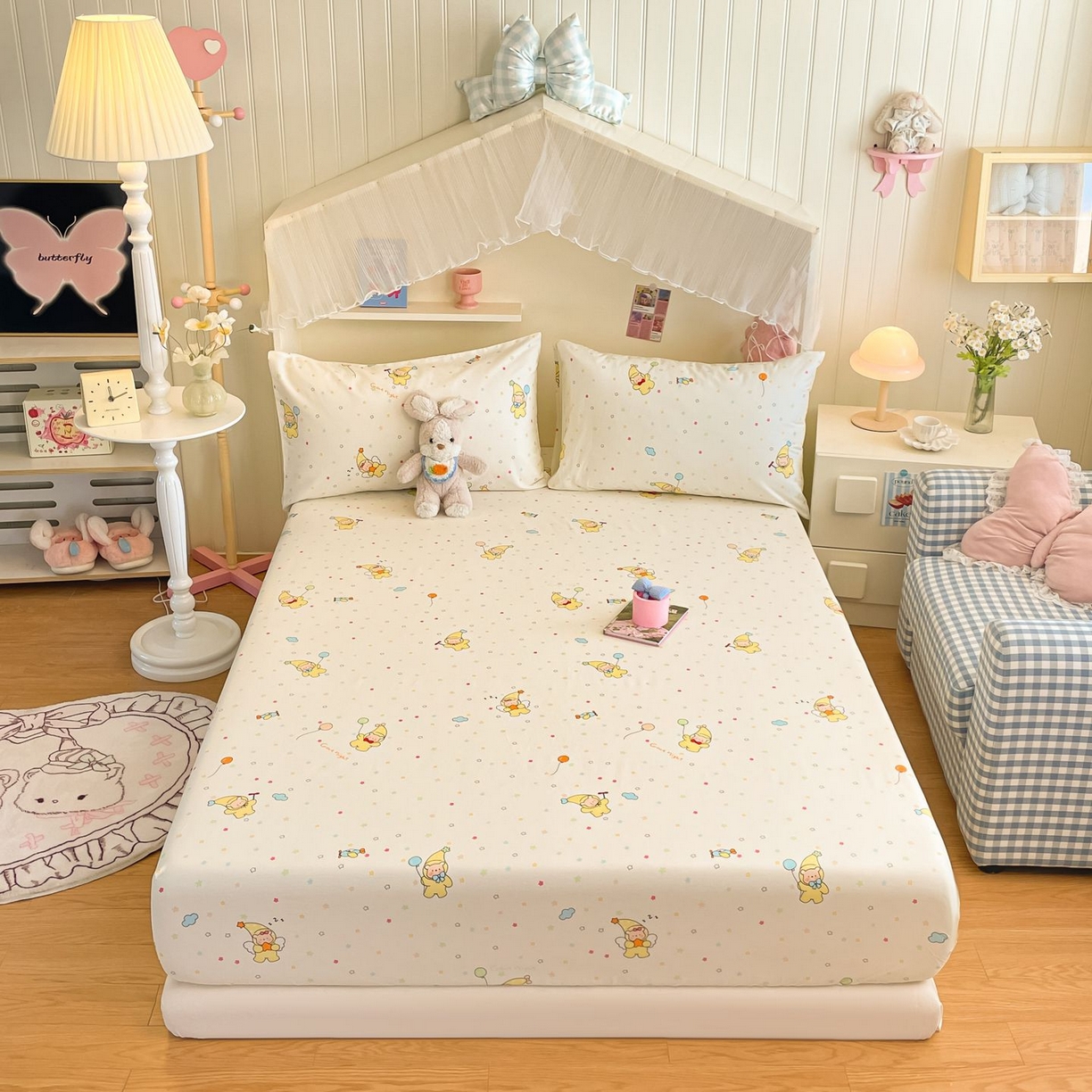 91家纺网 家纺一手货源 找家纺 寻米 2026新款春夏全棉13070印花四件套单品系列-四件套 星星小熊