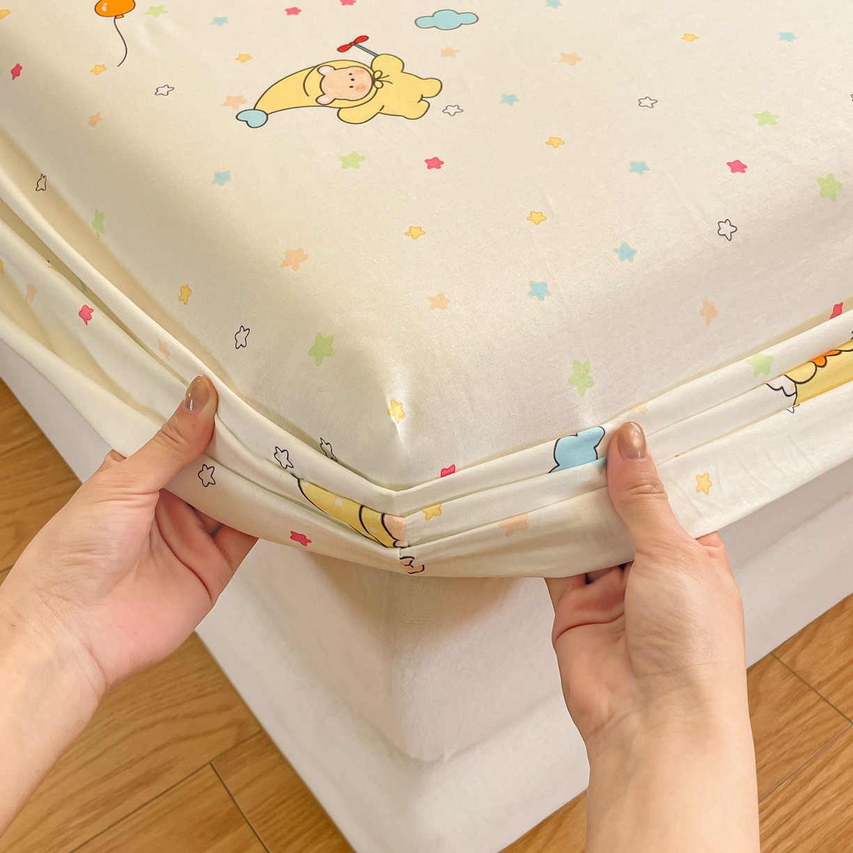 91家纺网 家纺一手货源 找家纺 寻米 2026新款春夏全棉13070印花四件套单品系列-四件套 星星小熊