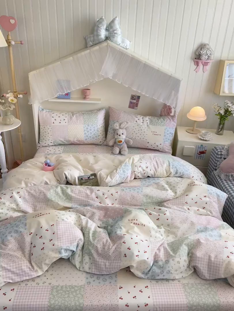 91家纺网 家纺一手货源 找家纺 寻米 2026新款春夏全棉13070印花四件套单品系列-四件套 美式田园