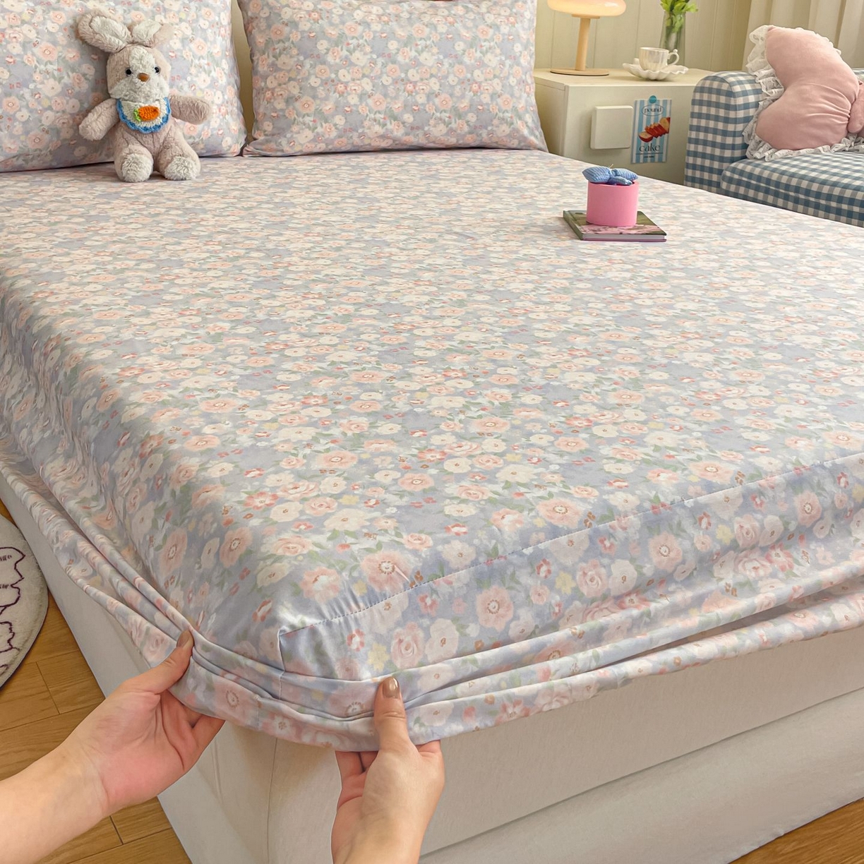 91家纺网 家纺一手货源 找家纺 寻米 2026新款春夏全棉13070印花四件套单品系列-四件套 繁花-粉