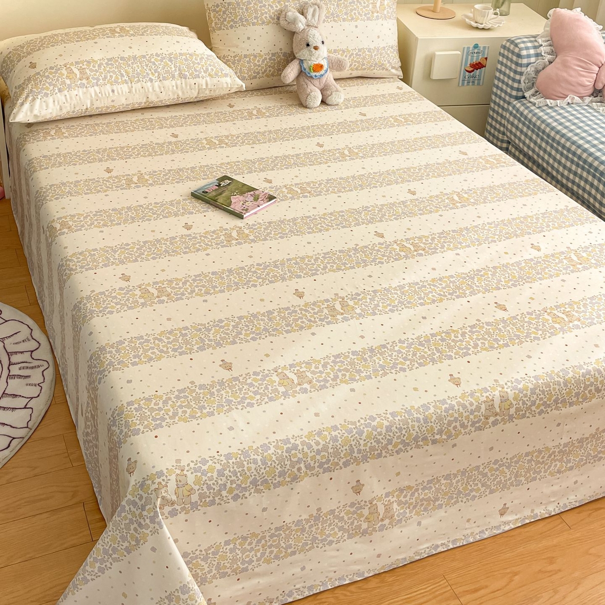 91家纺网 家纺一手货源 找家纺 寻米 2026新款春夏全棉13070印花四件套单品系列-四件套 小熊温蒂