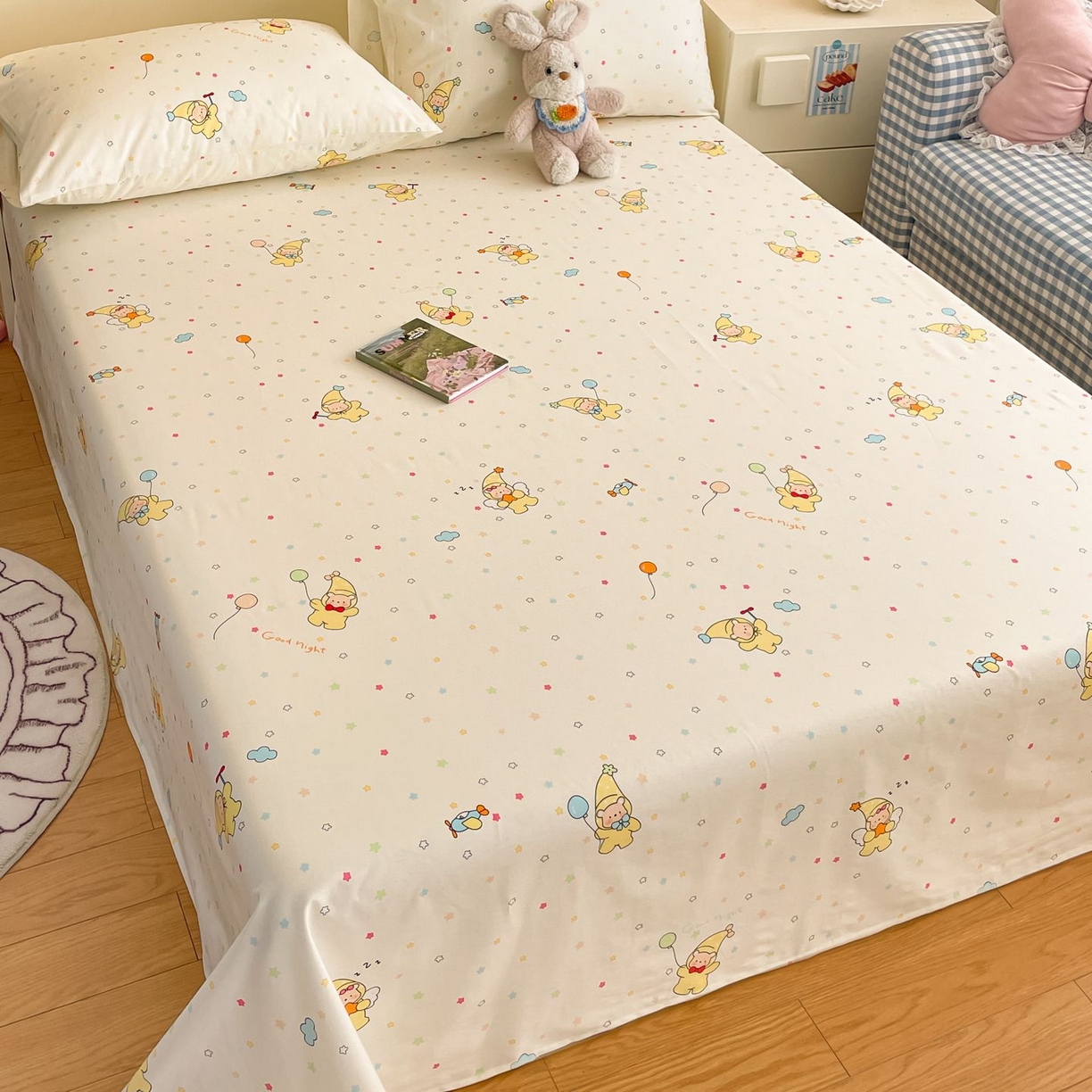 91家纺网 家纺一手货源 找家纺 寻米 2026新款春夏全棉13070印花四件套单品系列-四件套 星星小熊