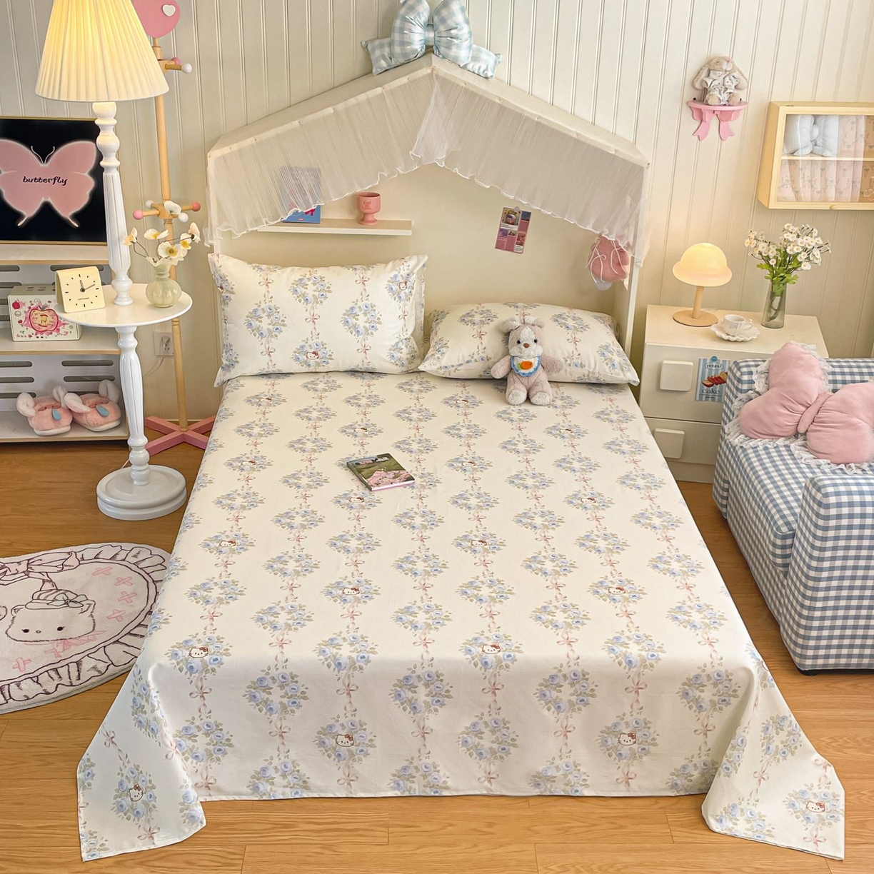 91家纺网 家纺一手货源 找家纺 寻米 2026新款春夏全棉13070印花四件套单品系列-四件套 花园凯蒂