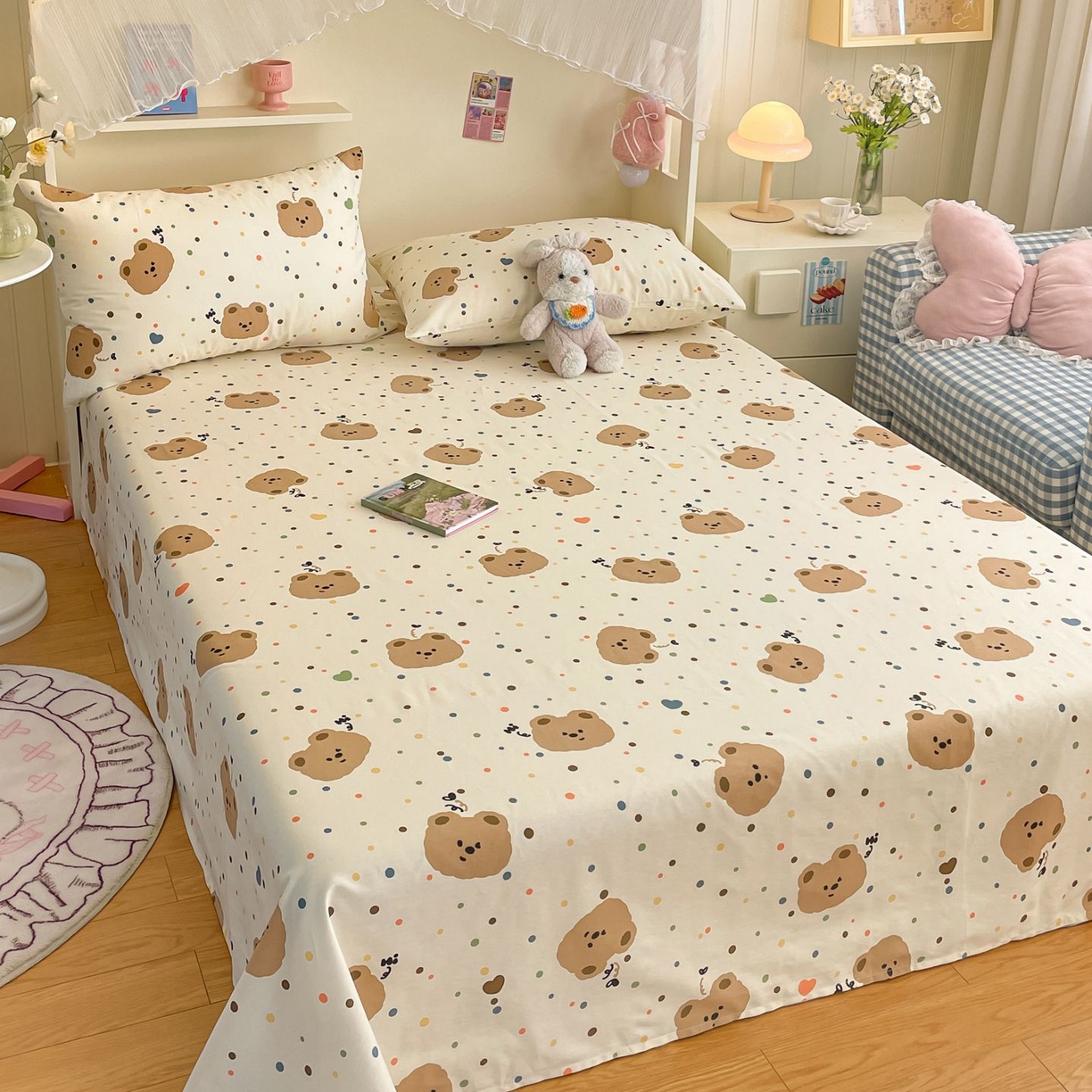 91家纺网 家纺一手货源 找家纺 寻米 2026新款春夏全棉13070印花四件套单品系列-四件套 小熊软糖