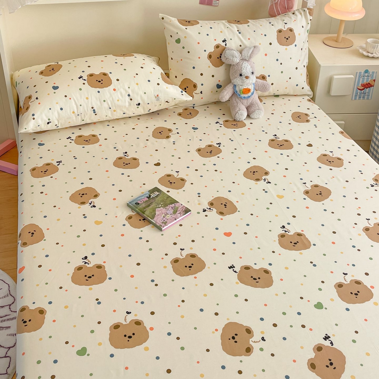 91家纺网 家纺一手货源 找家纺 寻米 2026新款春夏全棉13070印花四件套单品系列-四件套 小熊软糖