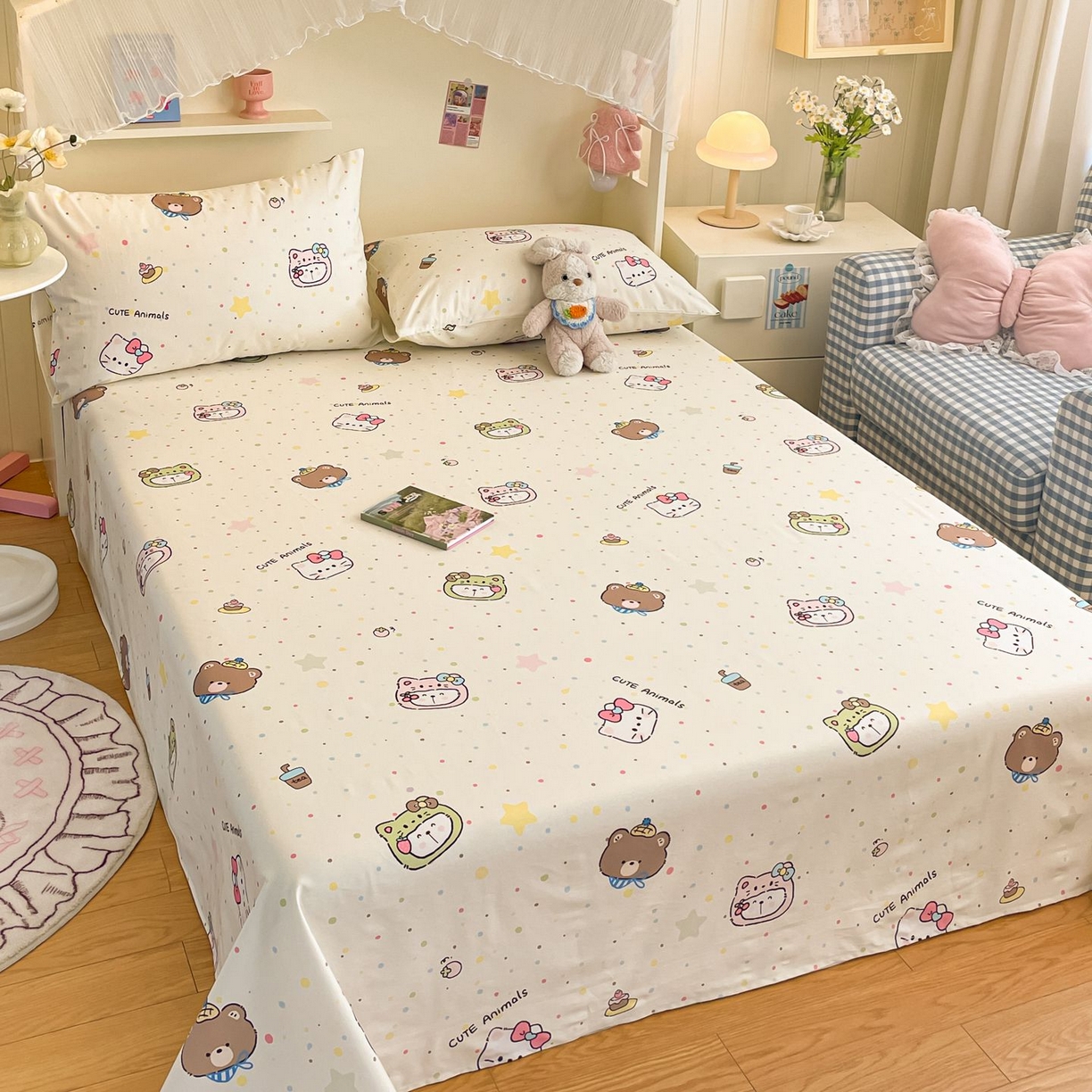 91家纺网 家纺一手货源 找家纺 寻米 2026新款春夏全棉13070印花四件套单品系列-四件套 甜豆星球