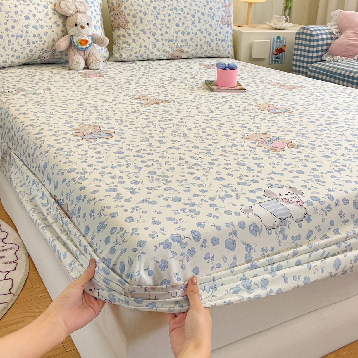 91家纺网 家纺一手货源 找家纺 寻米 2026新款春夏全棉13070印花四件套单品系列-四件套 甜梦小熊