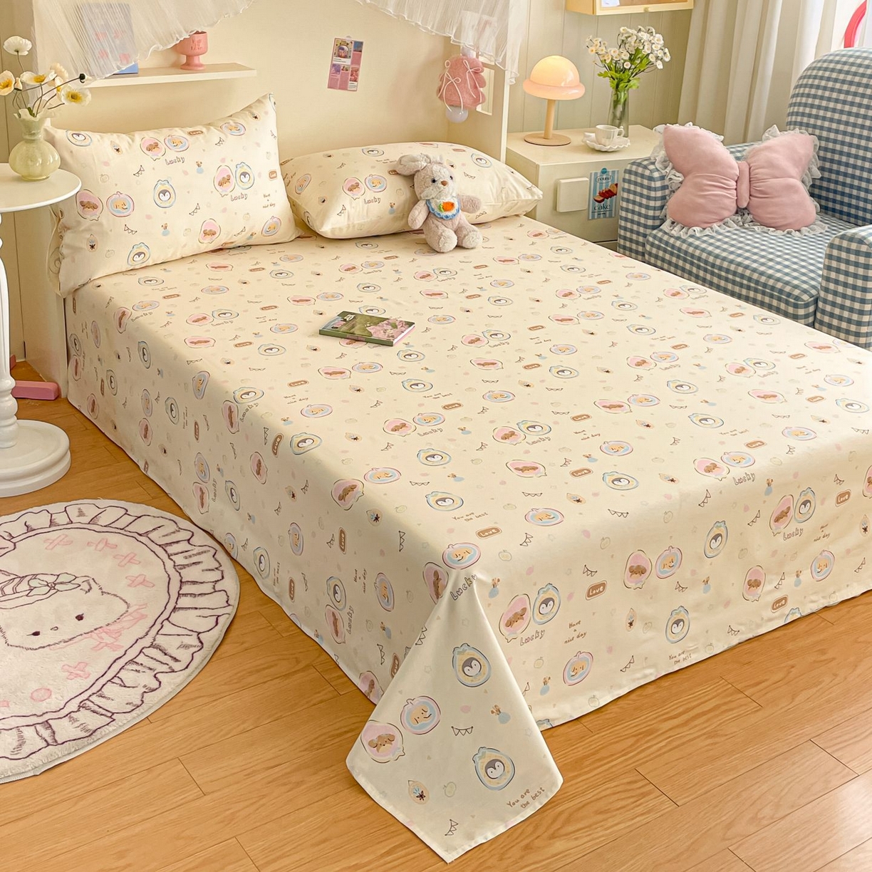 91家纺网 家纺一手货源 找家纺 寻米 2026新款春夏全棉13070印花四件套单品系列-四件套 奇妙动物园