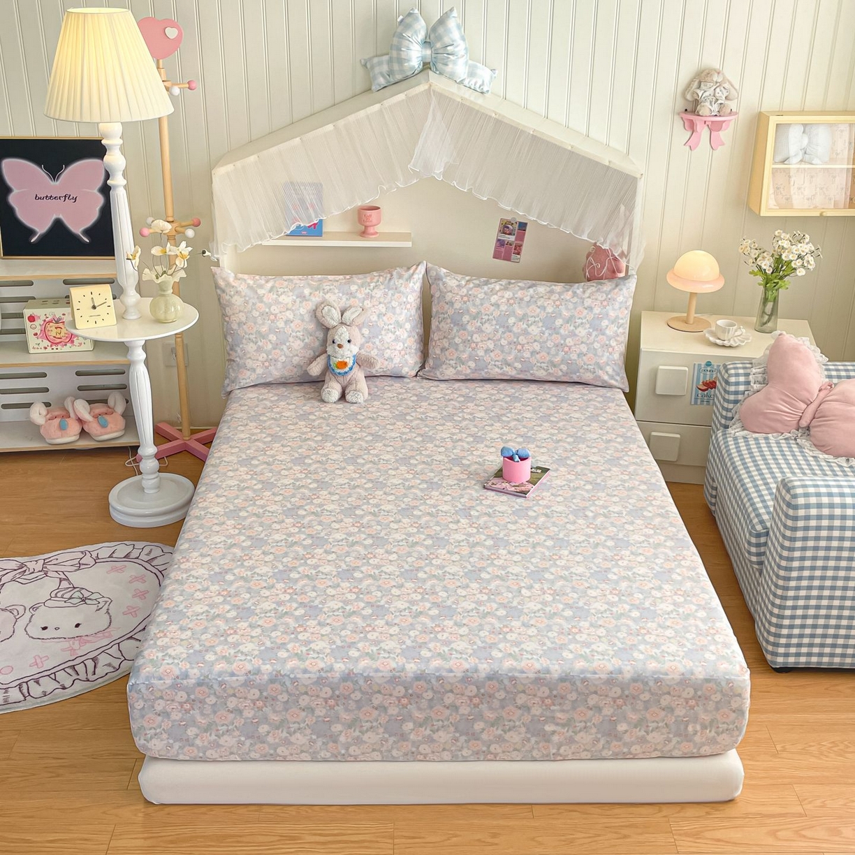 91家纺网 家纺一手货源 找家纺 寻米 2026新款春夏全棉13070印花四件套单品系列-四件套 繁花-粉