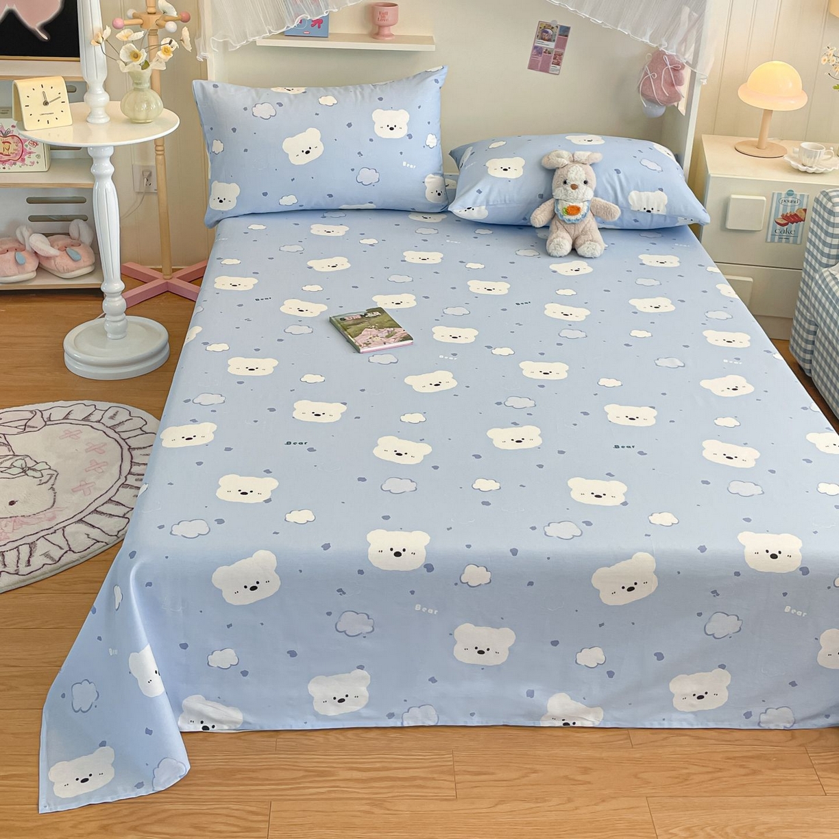 91家纺网 家纺一手货源 找家纺 寻米 2026新款春夏全棉13070印花四件套单品系列-四件套 云朵小熊