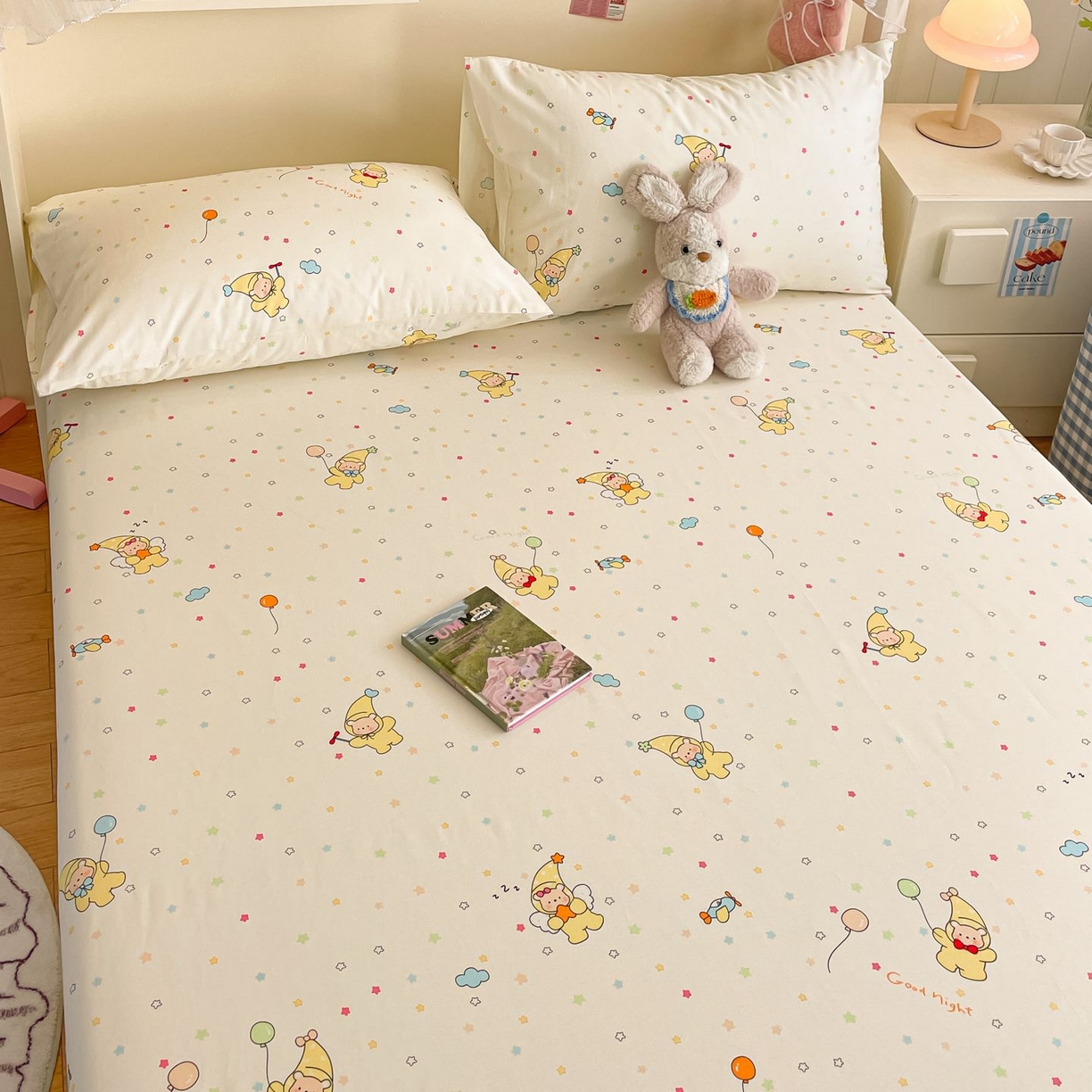 91家纺网 家纺一手货源 找家纺 寻米 2026新款春夏全棉13070印花四件套单品系列-四件套 星星小熊