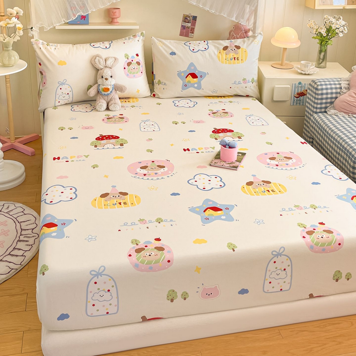 91家纺网 家纺一手货源 找家纺 寻米 2026新款春夏全棉13070印花四件套单品系列-四件套 香草泡芙