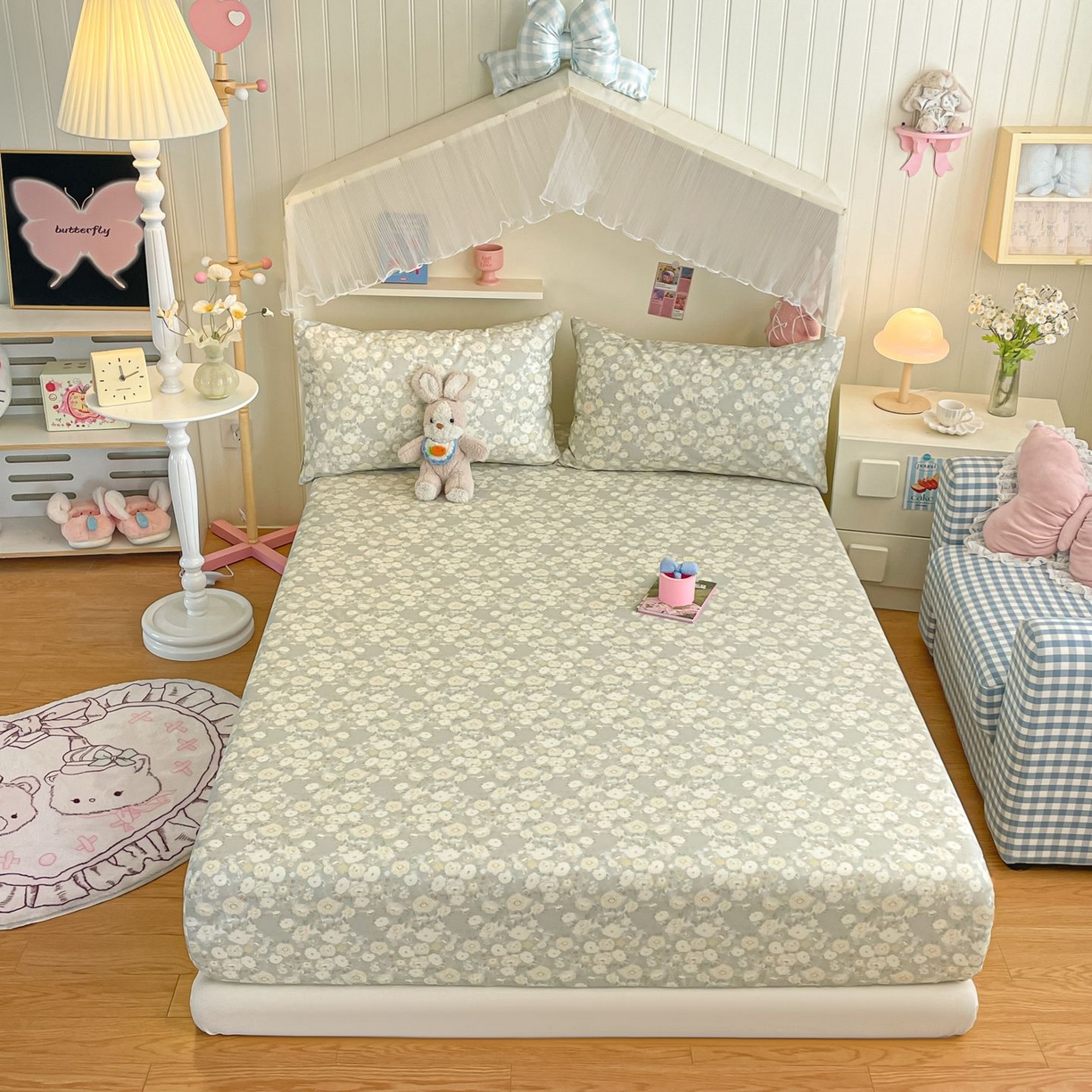 91家纺网 家纺一手货源 找家纺 寻米 2026新款春夏全棉13070印花四件套单品系列-四件套 繁花-绿