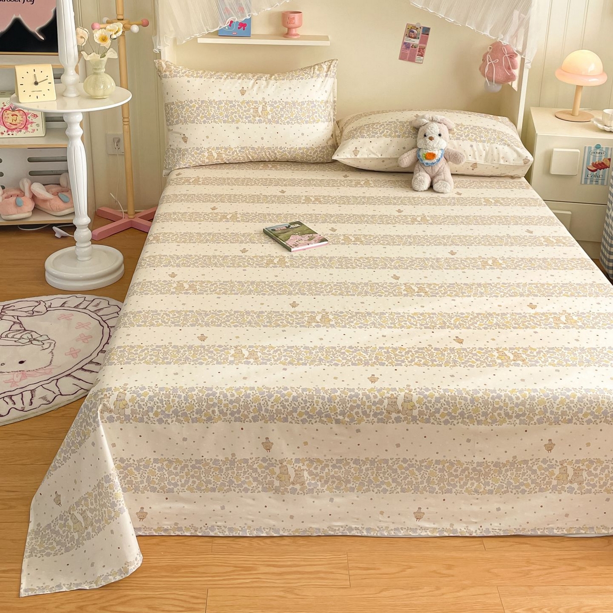 91家纺网 家纺一手货源 找家纺 寻米 2026新款春夏全棉13070印花四件套单品系列-四件套 小熊温蒂