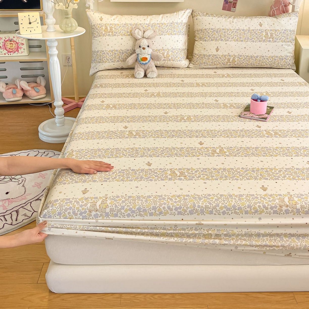 91家纺网 家纺一手货源 找家纺 寻米 2026新款春夏全棉13070印花四件套单品系列-四件套 小熊温蒂