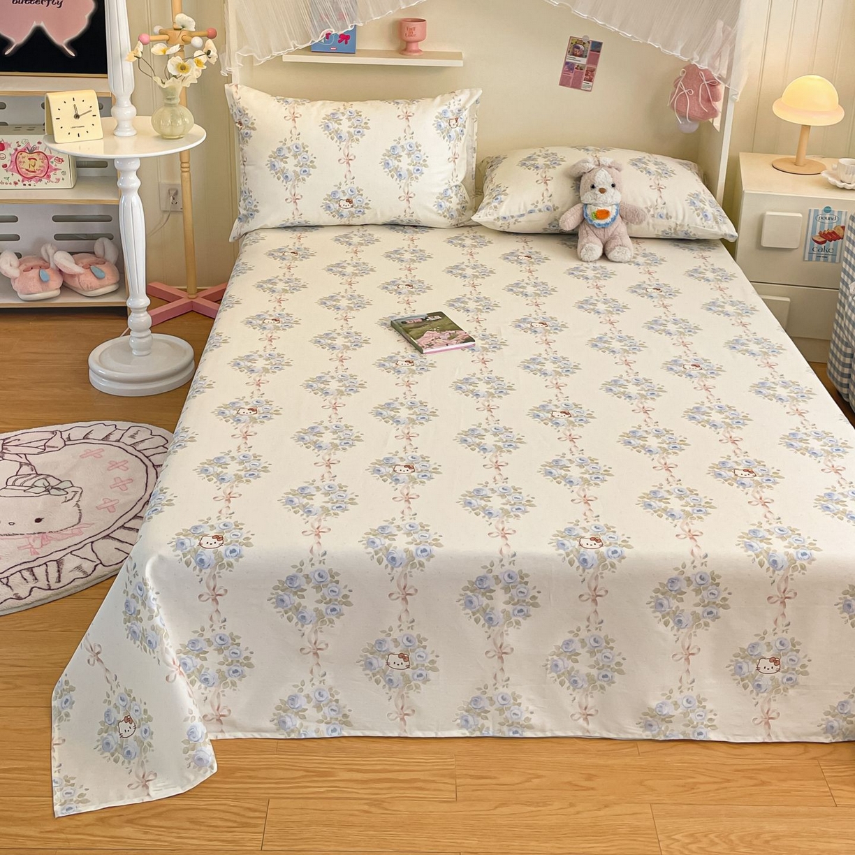 91家纺网 家纺一手货源 找家纺 寻米 2026新款春夏全棉13070印花四件套单品系列-四件套 花园凯蒂