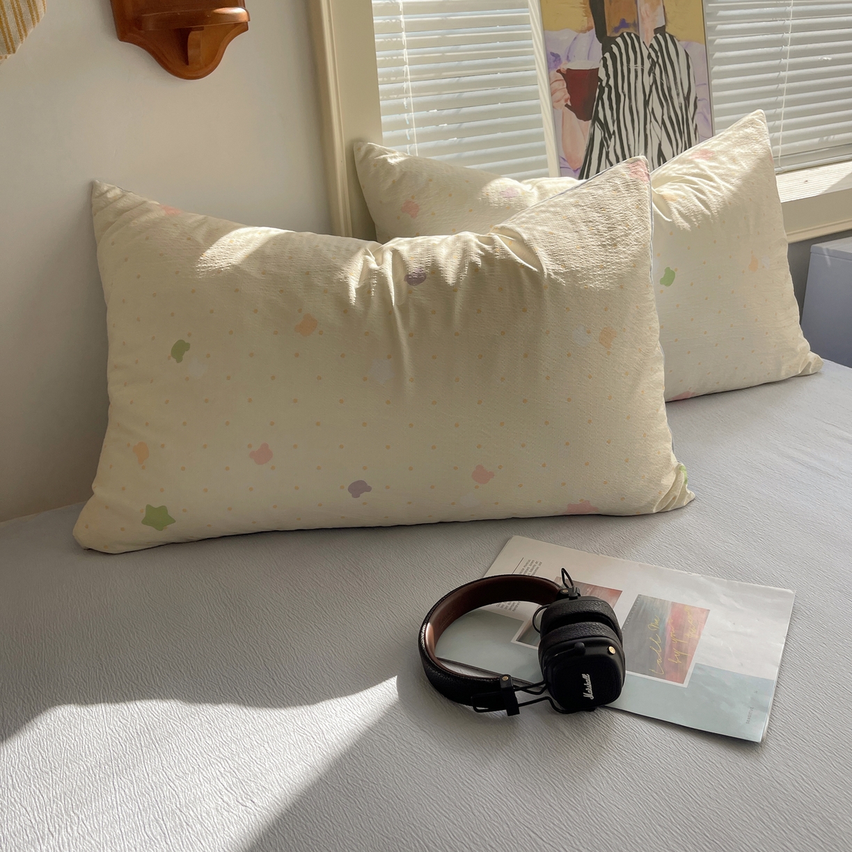 91家纺网 家纺一手货源 找家纺 繁花家居 2026新款木棉双层纱四件套 米白星絮