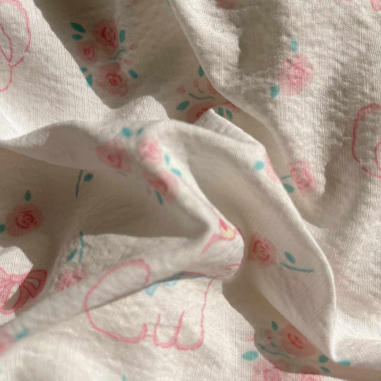 91家纺网 家纺一手货源 找家纺 繁花家居 2026新款木棉双层纱四件套 喵喵花结