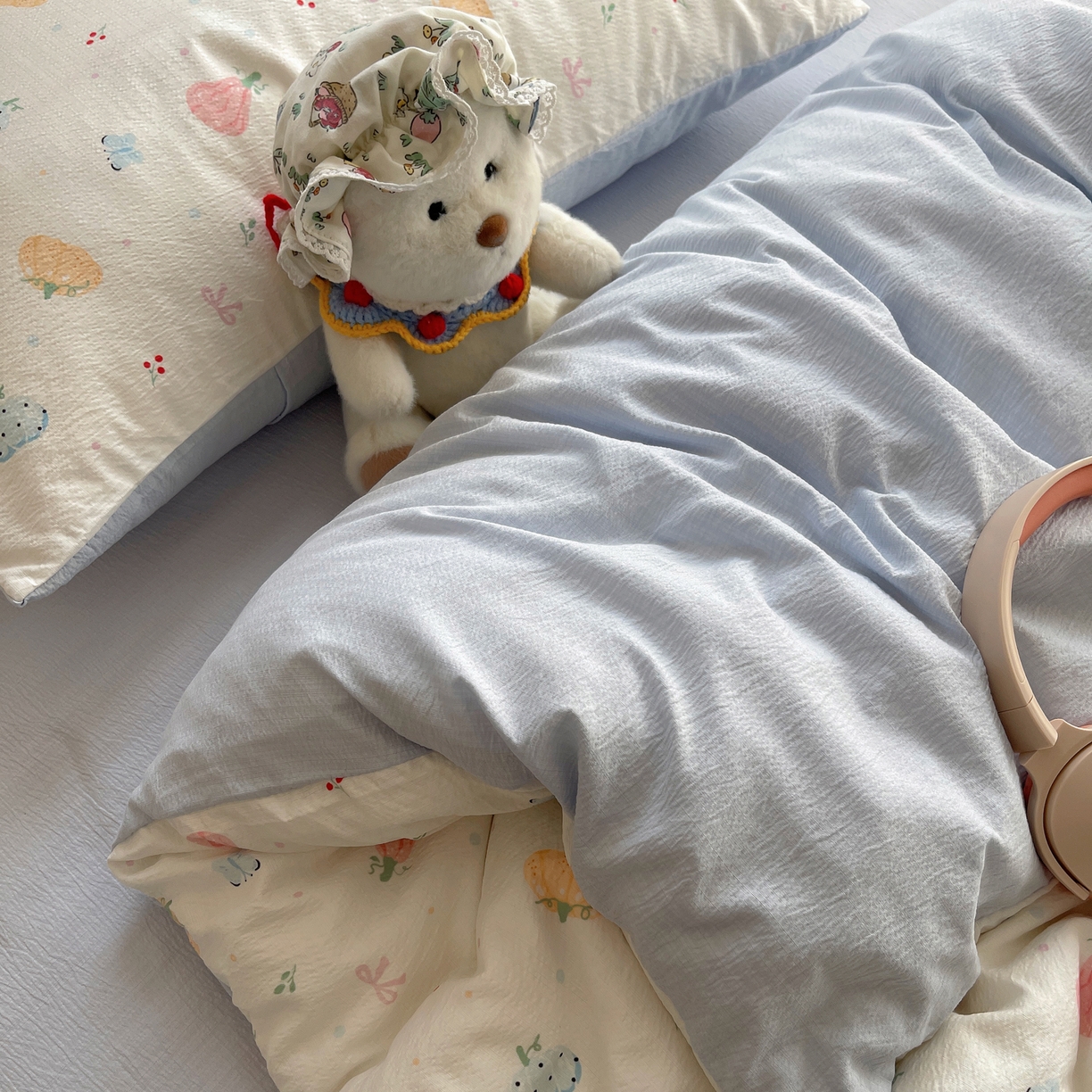 91家纺网 家纺一手货源 找家纺 繁花家居 2026新款木棉双层纱四件套 南瓜絮语