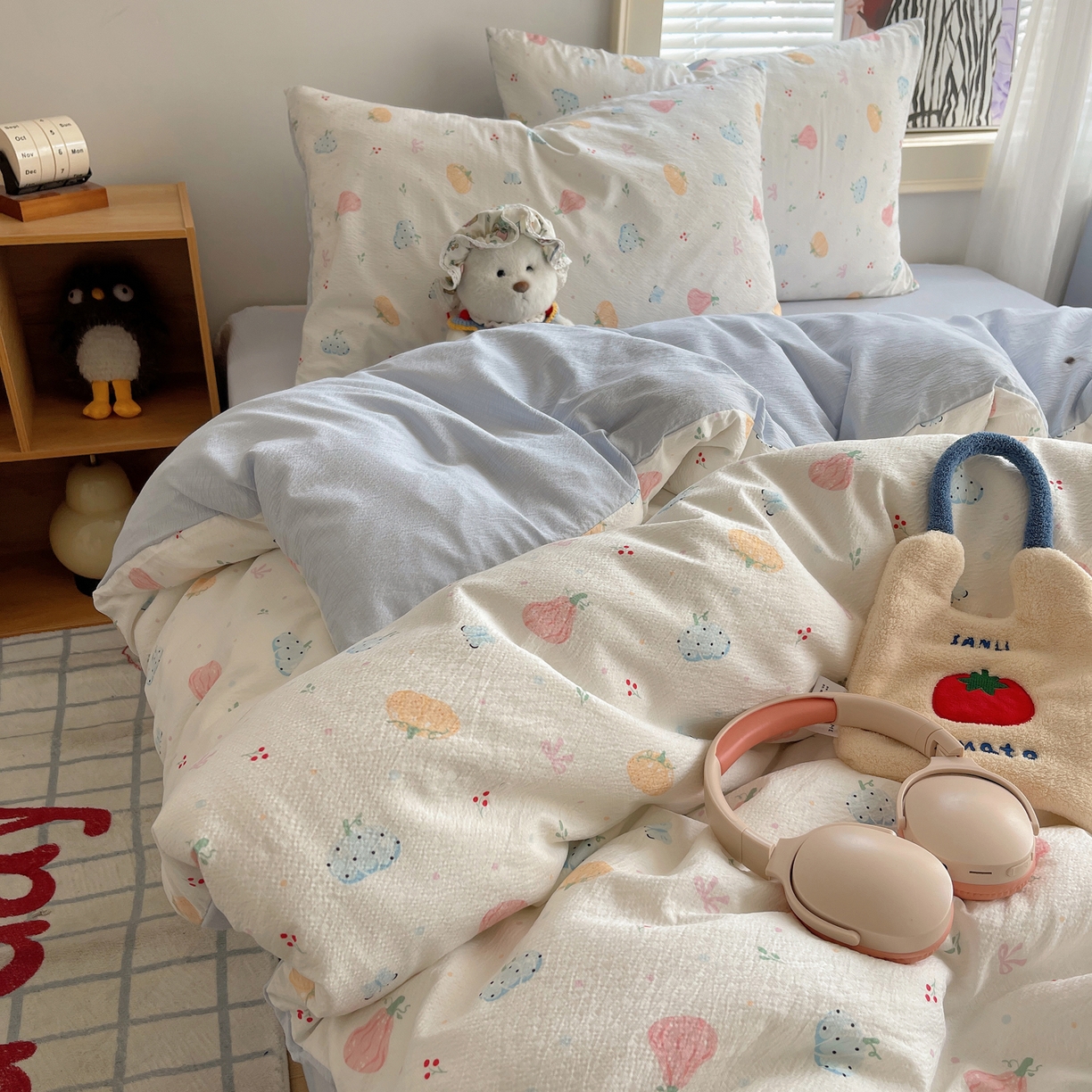 91家纺网 家纺一手货源 找家纺 繁花家居 2026新款木棉双层纱四件套 南瓜絮语