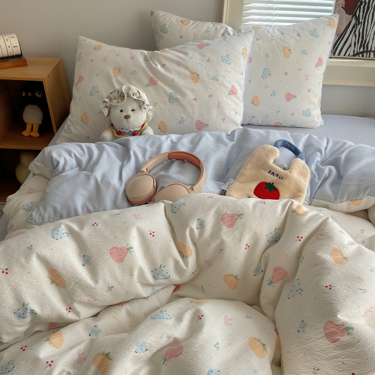 91家纺网 家纺一手货源 找家纺 繁花家居 2026新款木棉双层纱四件套 南瓜絮语