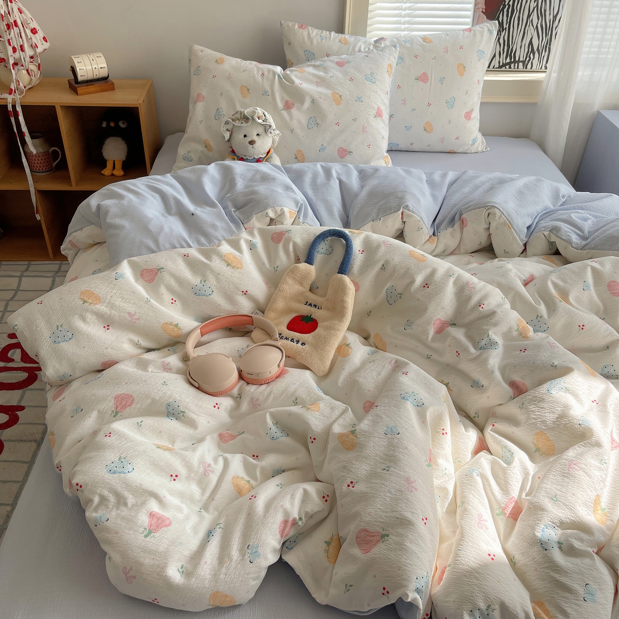 91家纺网 家纺一手货源 找家纺 繁花家居 2026新款木棉双层纱四件套 南瓜絮语