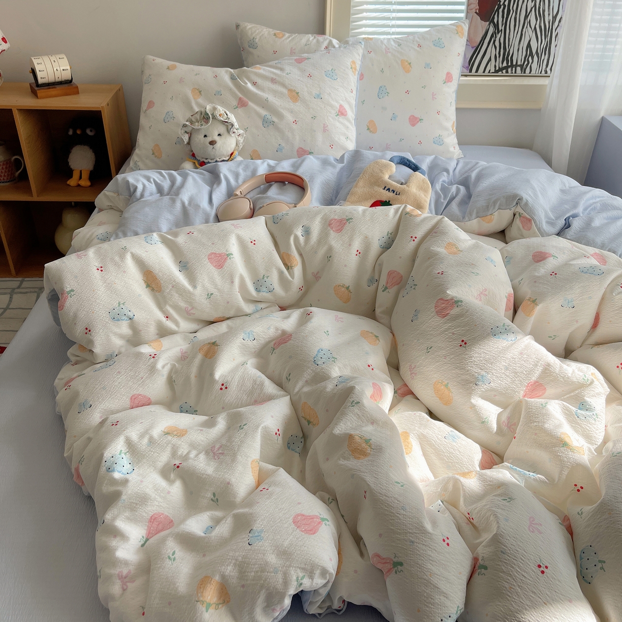 91家纺网 家纺一手货源 找家纺 繁花家居 2026新款木棉双层纱四件套 南瓜絮语