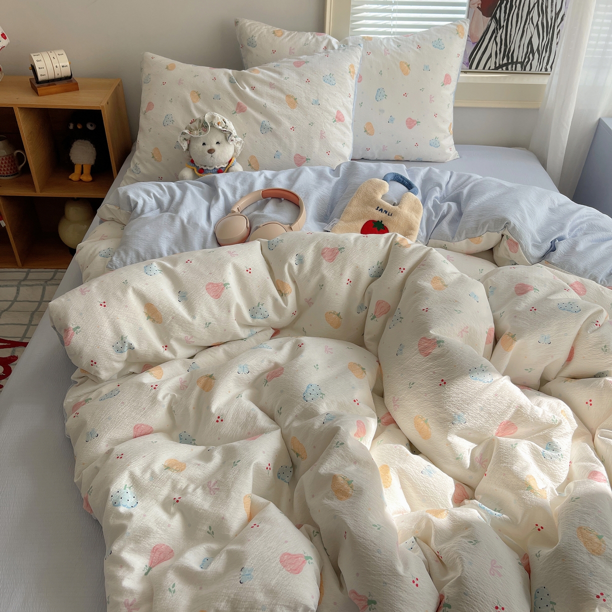 91家纺网 家纺一手货源 找家纺 繁花家居 2026新款木棉双层纱四件套 南瓜絮语