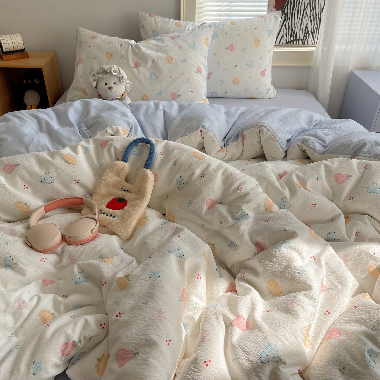 91家纺网 家纺一手货源 找家纺 繁花家居 2026新款木棉双层纱四件套 南瓜絮语