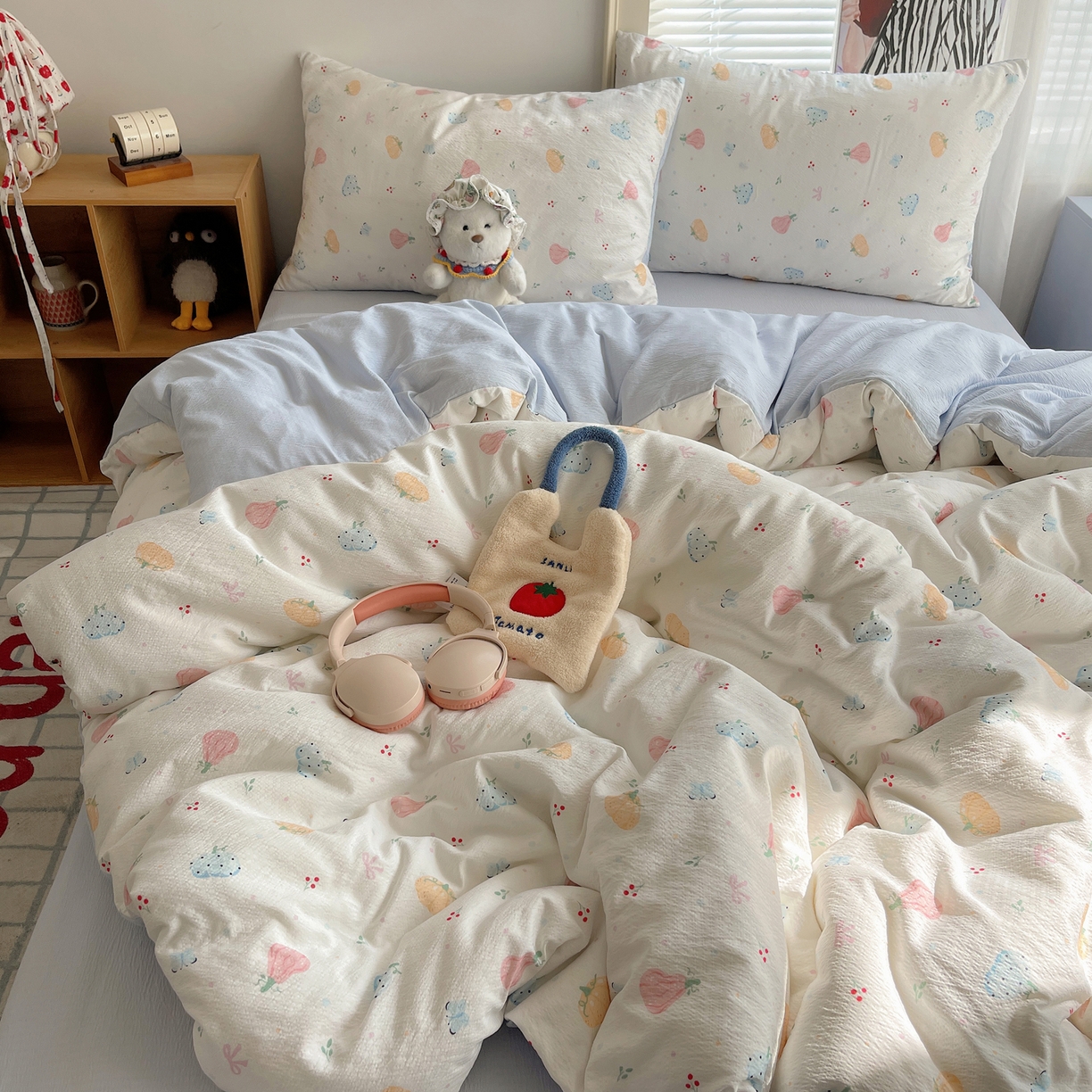 91家纺网 家纺一手货源 找家纺 繁花家居 2026新款木棉双层纱四件套 南瓜絮语