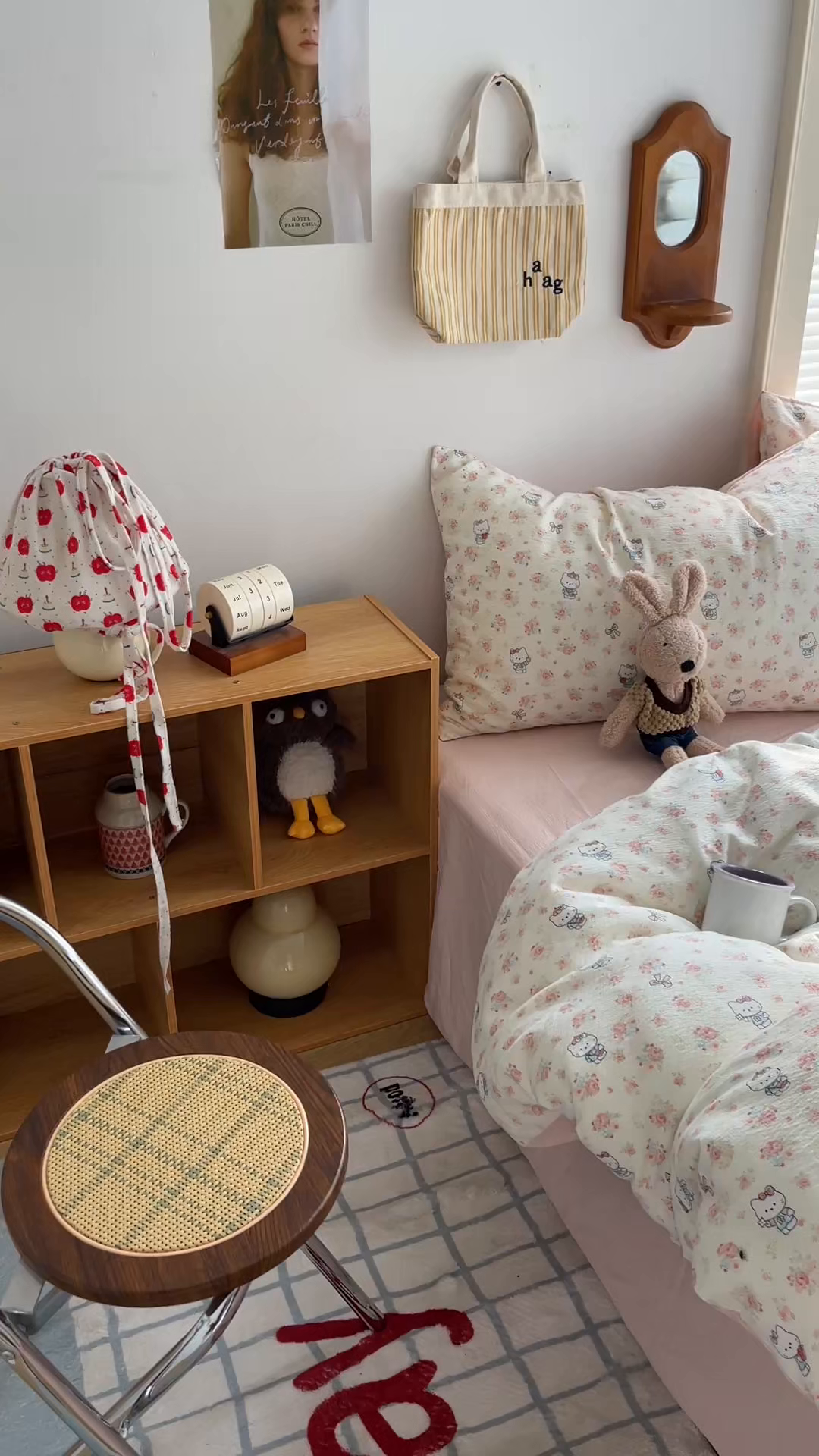 91家纺网 家纺一手货源 找家纺 繁花家居 2026新款木棉双层纱四件套 揉花粉猫