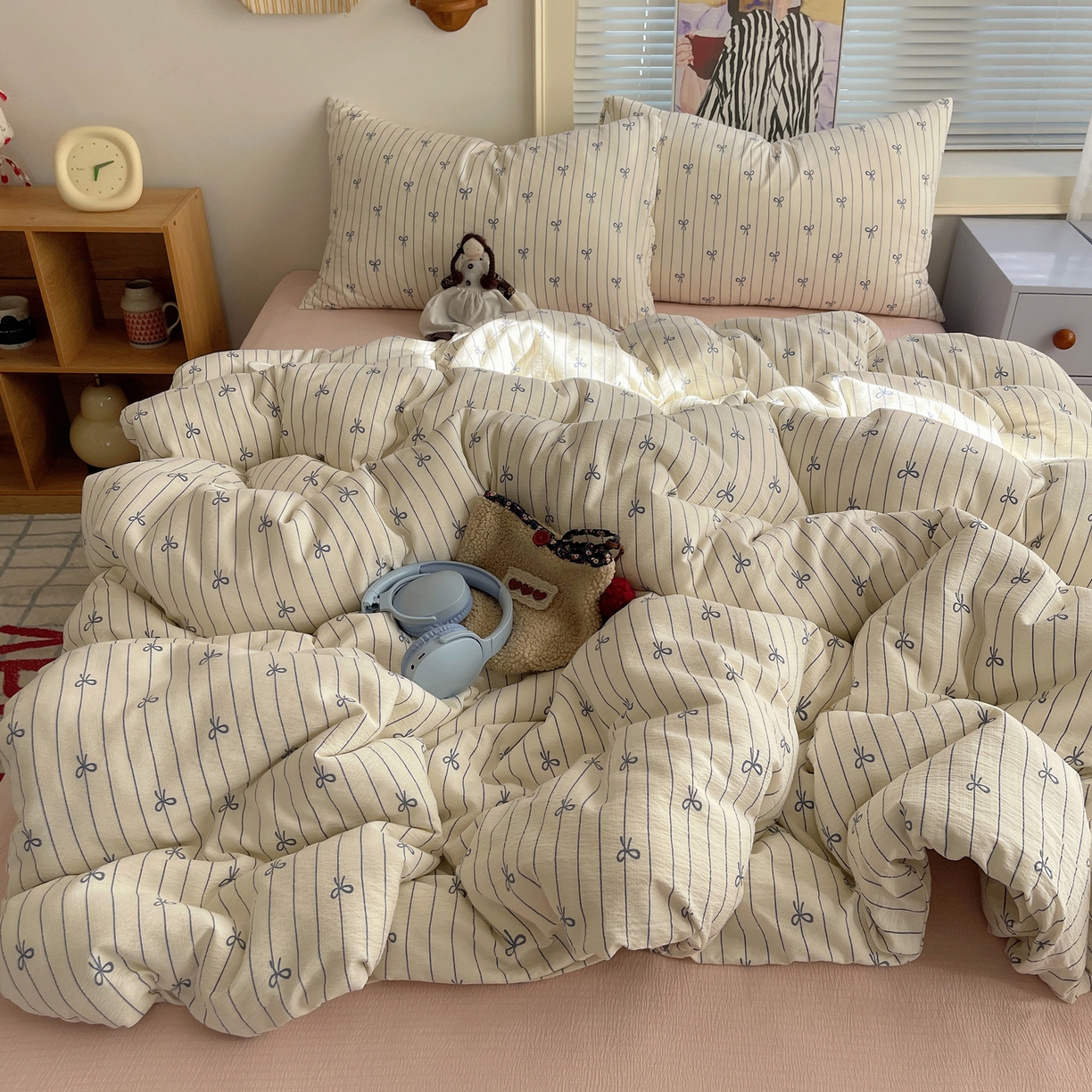 91家纺网 家纺一手货源 找家纺 繁花家居 2026新款木棉双层纱四件套 竖琴结语