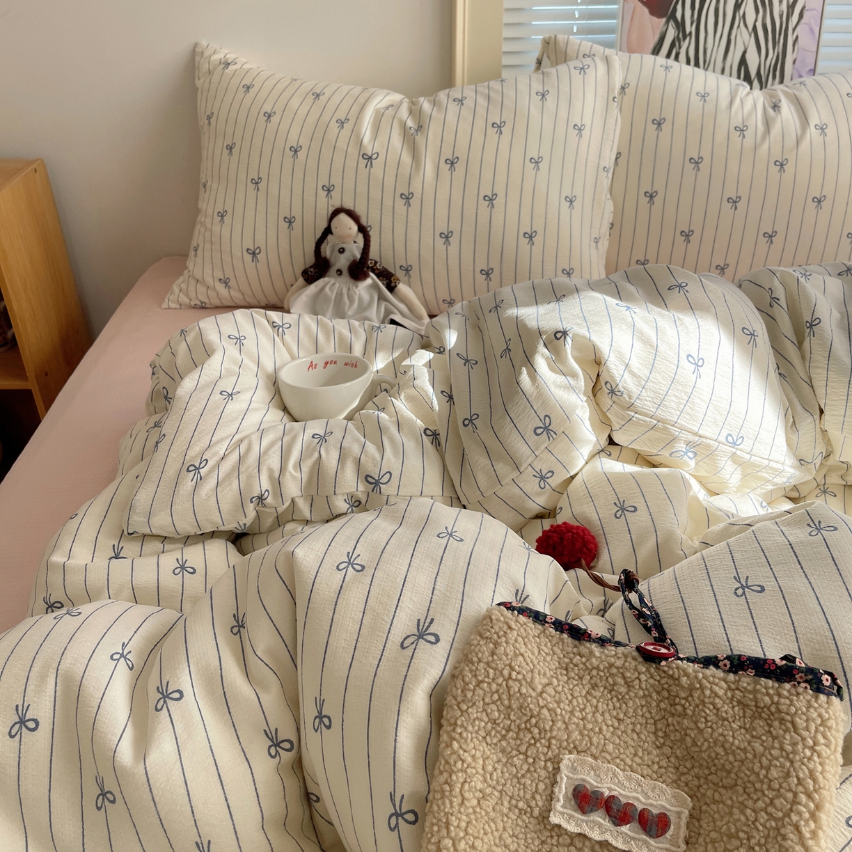 91家纺网 家纺一手货源 找家纺 繁花家居 2026新款木棉双层纱四件套 竖琴结语