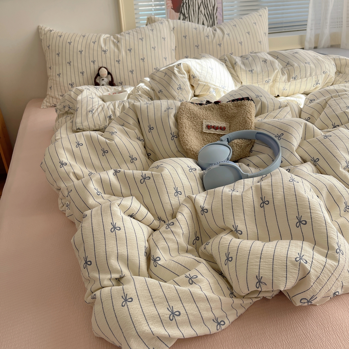 91家纺网 家纺一手货源 找家纺 繁花家居 2026新款木棉双层纱四件套 竖琴结语