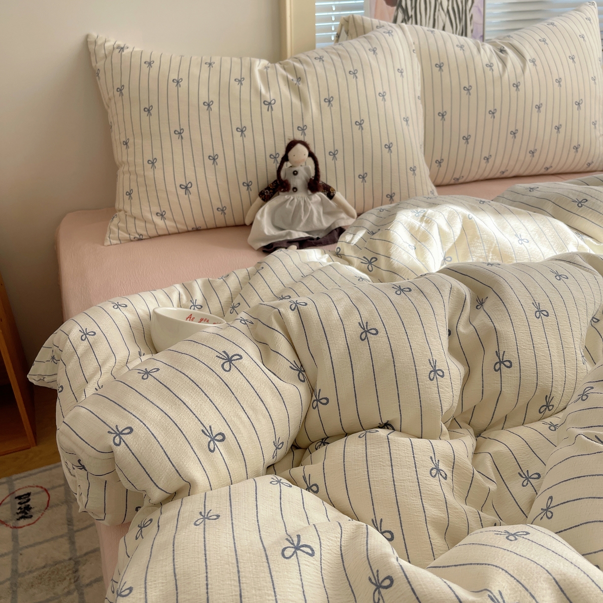 91家纺网 家纺一手货源 找家纺 繁花家居 2026新款木棉双层纱四件套 竖琴结语