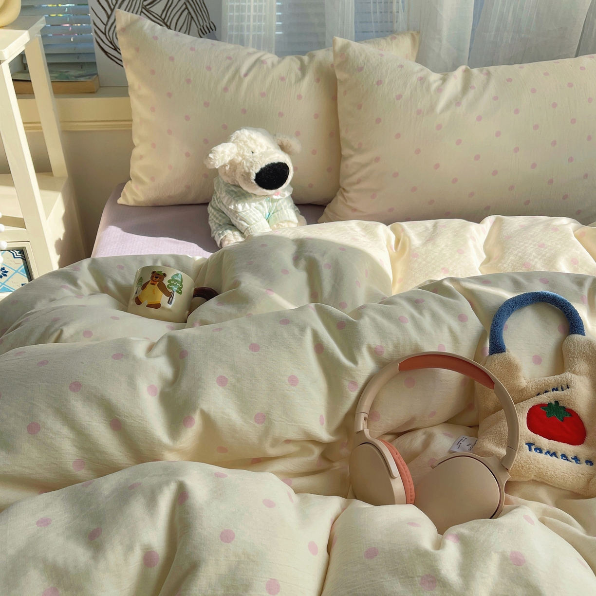 91家纺网 家纺一手货源 找家纺 繁花家居 2026新款木棉双层纱四件套 糖心炮弹