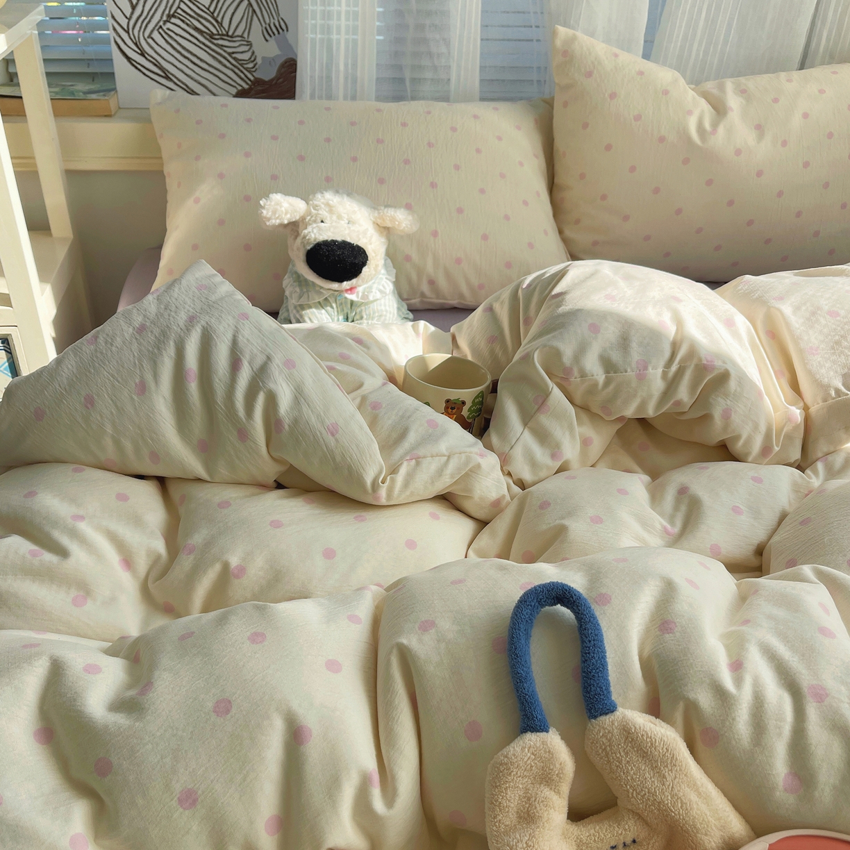 91家纺网 家纺一手货源 找家纺 繁花家居 2026新款木棉双层纱四件套 糖心炮弹