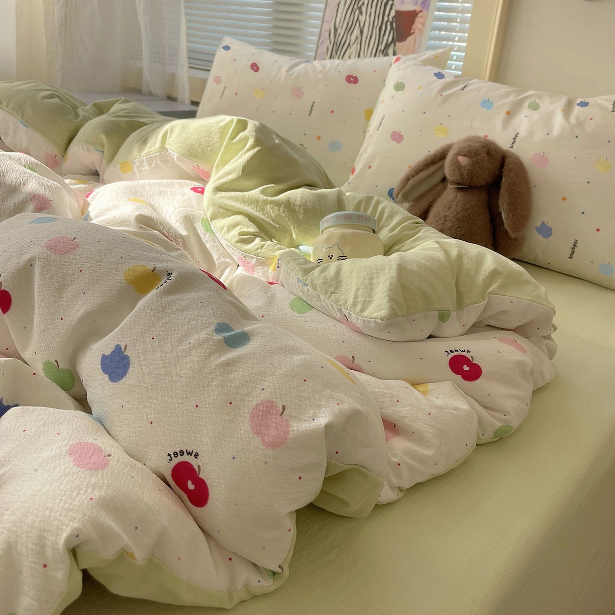 91家纺网 家纺一手货源 找家纺 繁花家居 2026新款木棉双层纱四件套 甜果眠语