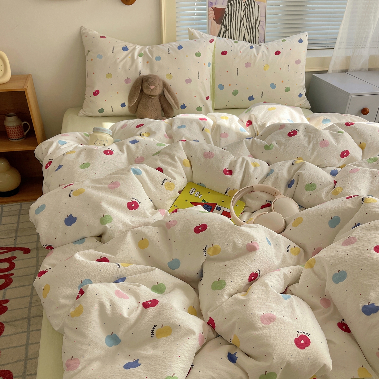 91家纺网 家纺一手货源 找家纺 繁花家居 2026新款木棉双层纱四件套 甜果眠语